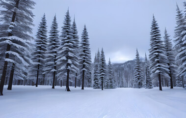 Winter cozy atmospheric landscape,Generative AI