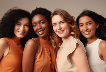 Fototapeta premium Portrait of a group young multiracial women standing together