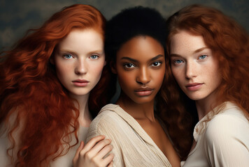 Obraz premium Portrait of a group young multiracial women standing together