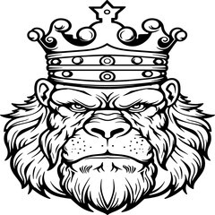 cute gorilla with crown coloring page
