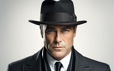 dramatic male portrait of a gangster