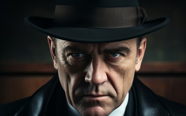 dramatic male portrait of a gangster
