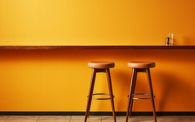 Contemporary Yellow Bar Stool on the Wall