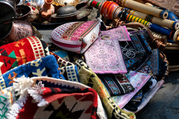 Some vintage styled colorful fabric pockets for sale 