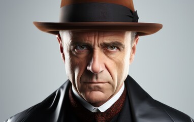 a dramatic portrait of a mobster in a hat