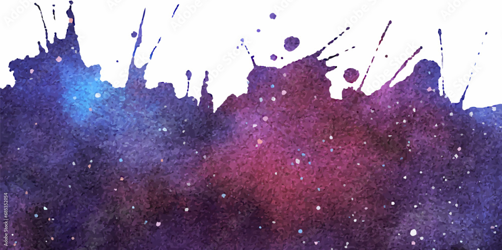 Wall mural vector cosmic illustration for border. beautiful colorful space background. watercolor cosmos