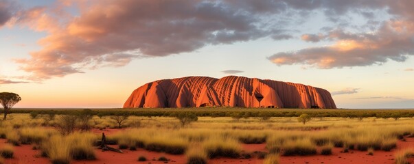 Naklejka premium Uluru Ayers rock before sunset at Australia. Generative ai