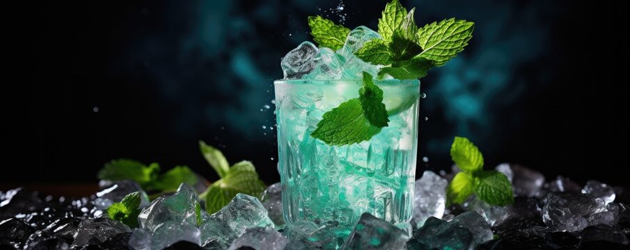 Vodka in shot glasses with bottle on dark table backround Generative ai.