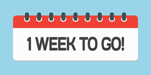Countdown weekly calendar icon - 1 week to go - obrazy, fototapety, plakaty