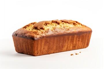 Single Banana Bread Loaf on White Background