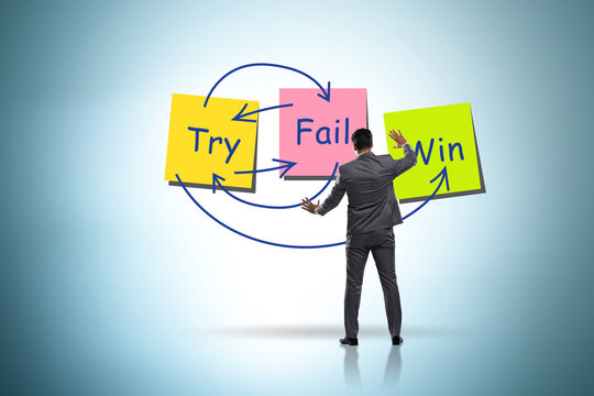 Business concept of try fail win
