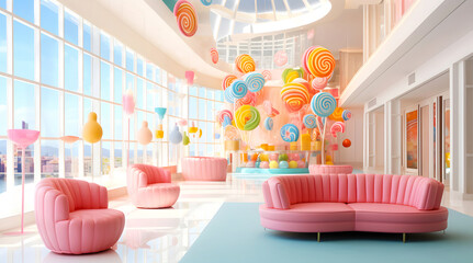 Bright large luxury room in the Candy Hotel. - 685354211