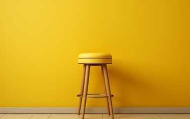 Yellow-themed Wall Counter Stool Design