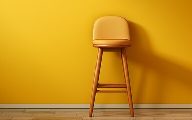Counter Stool Display Against Yellow Wall