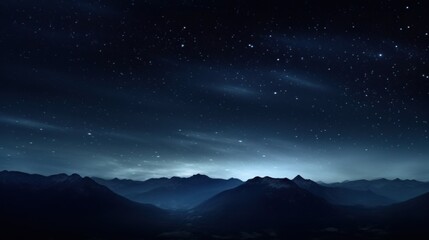  a night sky filled with stars and a mountain range with mountains in the foreground and the moon in the distance.