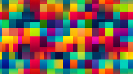 Seamless colorful 8-bit pixel art pattern in retro style
