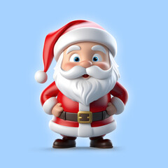 a tiny santa claus full body 3d isolated on a blue background