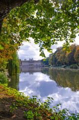 Łazienki Palace, Warsaw, viewed from across the lake in Autumn
