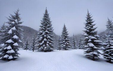 Winter cozy atmospheric landscape,Generative AI
