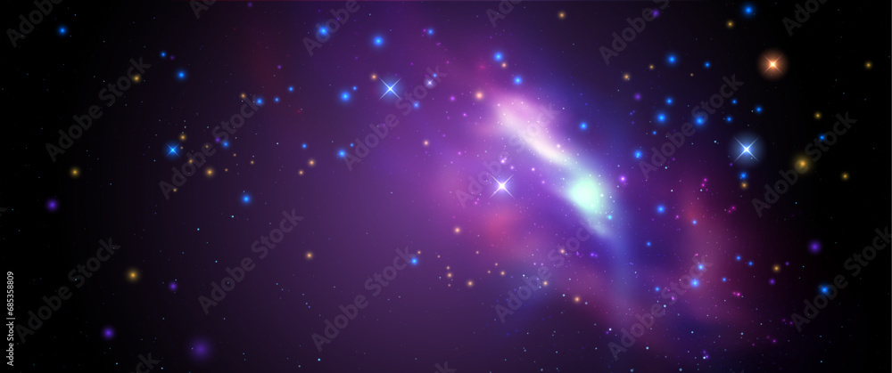 Wall mural space vector background with realistic nebula and shining stars. magic colorful galaxy with stardust