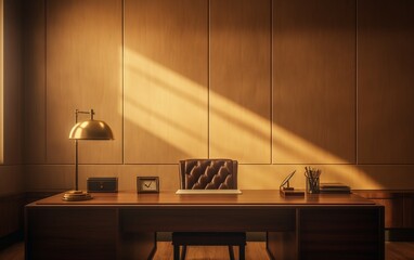 Back lit Office Room with Warm Golden Glow