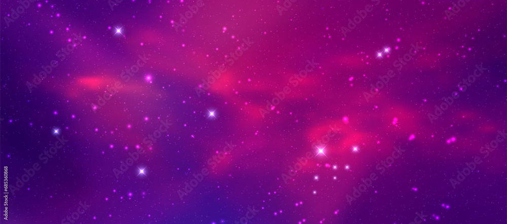 Wall mural space vector background with realistic nebula and shining stars. magic colorful galaxy with stardust