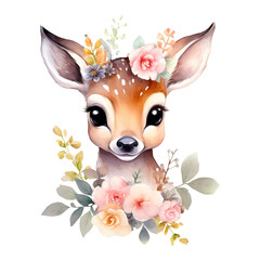deer with delicate flowers adorning
