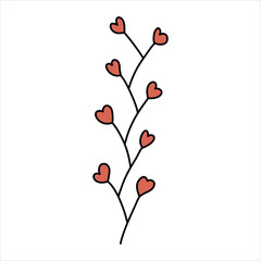 Flower heart vector doodle illustration.