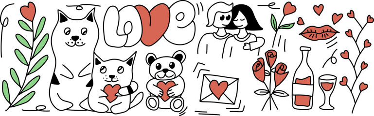 Romantic doodle for Valentines Day. Vector illustration.