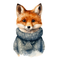 cute fox wearing a sweater