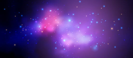 Space vector background with realistic nebula and shining stars. Magic colorful galaxy with stardust
