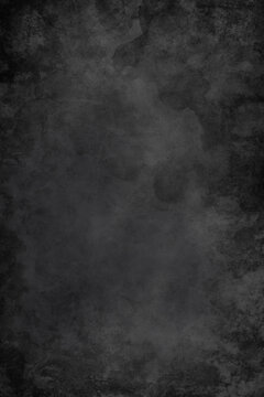 Black background texture. Watercolor painted old grunge in vintage textured design with paint blotches and distressed border pattern. Chalkboard illustration