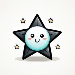 A simple 2D star sprite, rendered in pure black and white colors.
