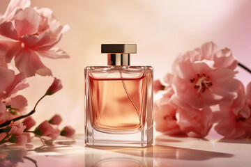 Elegant perfume with flowers