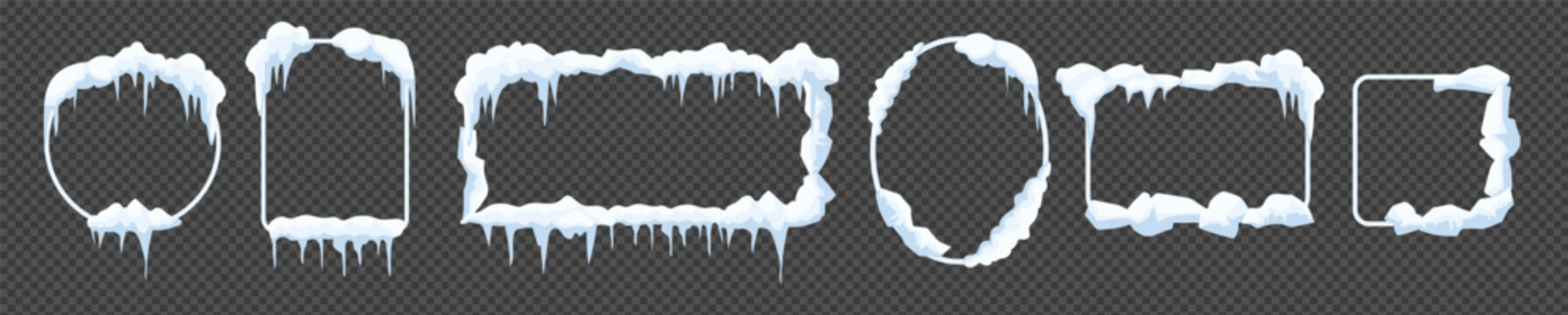 Snow icicle frame vector design. Ice cartoon vector border