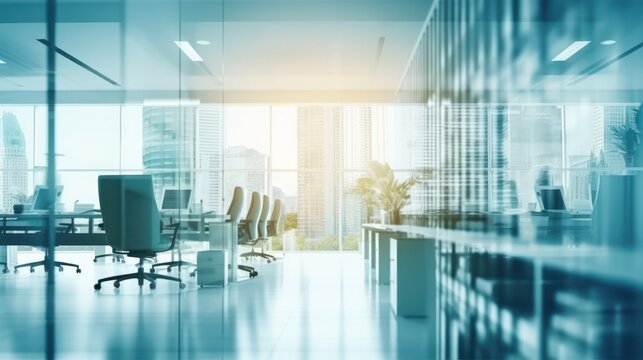 Beautiful blurred background of a light modern office interior