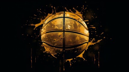 Fototapeta na wymiar A gold and black minimalist basketball concept.