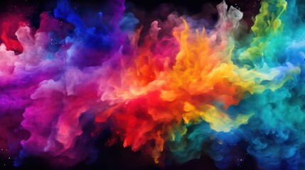 Obraz premium Colorful smoke background. Colorful holi dust explosion Rainbow wallpaper.