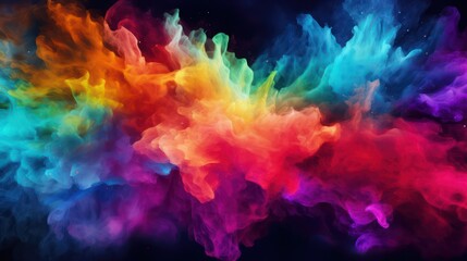 Fototapeta premium Colorful smoke background. Colorful holi dust explosion Rainbow wallpaper.