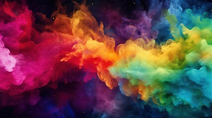 Obraz na płótnie Canvas Colorful smoke background. Colorful holi dust explosion Rainbow wallpaper.