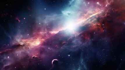 Colorful nebula wallpaper background with stardust and shining stars