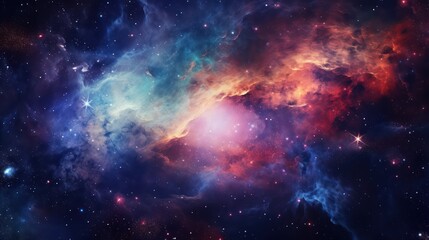 Colorful nebula wallpaper background with stardust and shining stars