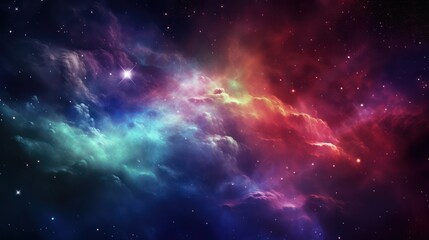 Colorful nebula wallpaper background with stardust and shining stars - obrazy, fototapety, plakaty