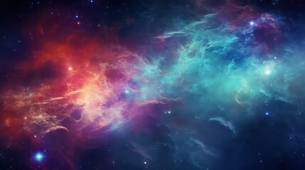 Fototapeta na wymiar Colorful nebula wallpaper background with stardust and shining stars