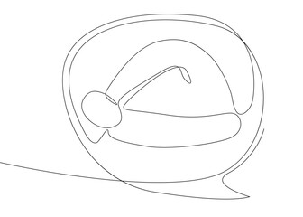 One continuous line of speech bubble with Santa Claus Hat. Thin Line holiday Illustration vector concept. Contour Drawing Creative ideas.