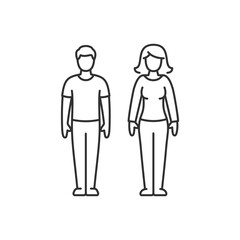 Man and woman, linear illustration. Line with editable stroke