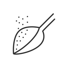 Sugar in a spoon, linear icon. Line with editable stroke