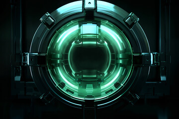 futuristic abstract background in circle form, with green backlight, digital future, cyberspace visualization