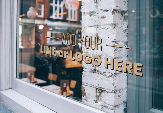 Glass Window Line Logo Mockup