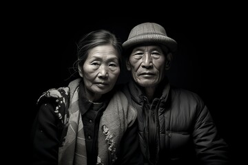 Obraz premium beautiful chinese couple posing in front of the camera